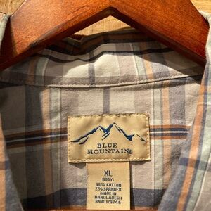 Men's Plaid Shirt - Blue and Tan